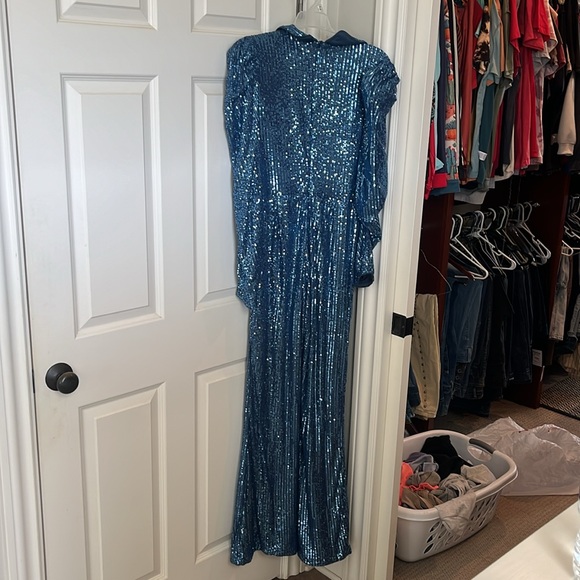 Blue sequin jumpsuit cowgirl western rodeo nfr - Picture 2 of 3